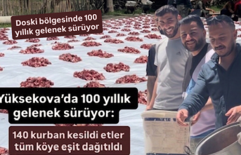 Yüksekova’da 100 yıllık gelenek sürüyor: 140 kurban kesildi etler tüm köye eşit dağıtıldı
