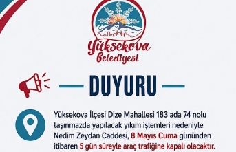 Yüksekova’da Nedim Zeydan Caddesi 5 Gün Trafiğe...