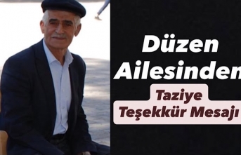 Düzen Ailesinden Taziye Teşekkür Mesajı