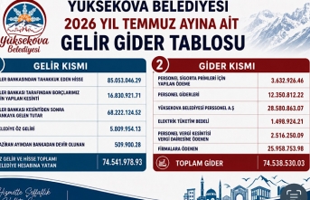 Yüksekova Belediyesi Temmuz Ayı Gelir-Gider Tablosunu...