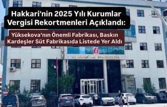 Hakkari'nin 2025 Yılı Kurumlar Vergisi Rekortmenleri...