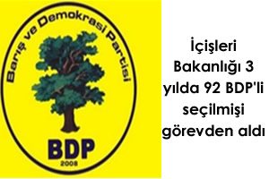 3 YILDA 92 BDP'Lİ SEÇİLMİŞİ GÖREVDEN ALDI