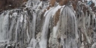 Muradiye Şelalesi buzla kaplandı