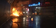 Okmeydanı'nda zırhlı aracı yaktılar