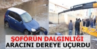 Park halindeki araç dereye uçtu