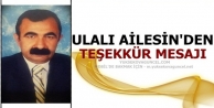 Ulalı Ailesinden Teşekkür Mesajı