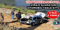 Yüksekova'da Virajı alamayan otomobil takla attı:...