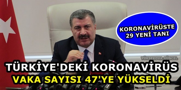 Türkiye'deki koronavirüs vaka sayısı 47'ye yükseldi