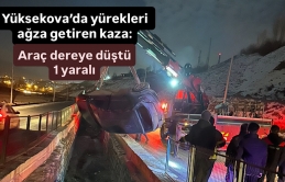 Yüksekova’da yürekleri ağza getiren kaza: Araç dereye düştü, 1 yaralı