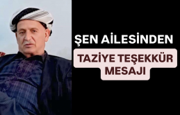 Şen Ailesinden Taziye Teşekkür Mesajı