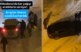 Yüksekova'da kar yağışı aralıklarla sürüyor: Araçlar imece usulü kurtarıldı