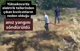 Yüksekova’da elektrik tellerinden çıkan kıvılcımların neden olduğu anız yangını söndürüldü