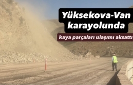 Yüksekova-Van Karayolunda Kaya Parçaları Ulaşımı Aksattı
