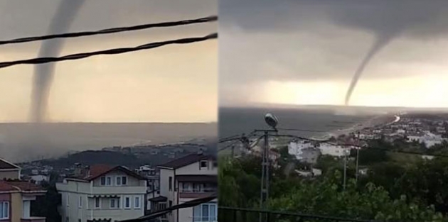 Yeniköy'de hortum görüntülendi